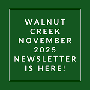 A green newsletter cover for Walnut Creek in November 2025.