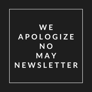 we advocate no may newsletter white text on a black background