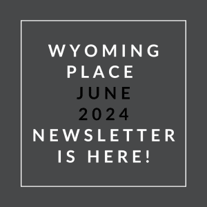 a white frame on a black background with the text wounding place june 2024 newsletter
