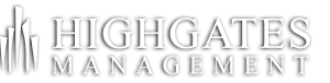 a black and white logo with the words highgate mangement