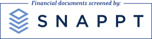 a graphic of the logo with the words financial documents screened by snap