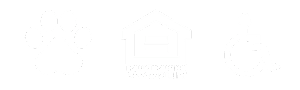 Three white icons on a black background depict a paw print, a house, and a wheelchair.