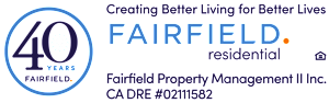 A logo with the text "FAIRFIELD" and "40 years" indicating a 40th anniversary.