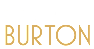 A black and gold logo with the words "one burton" written in gold.