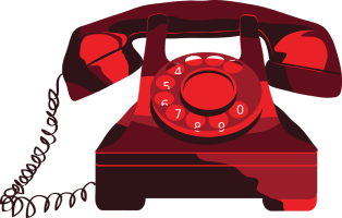 an illustration of a red rotary phone