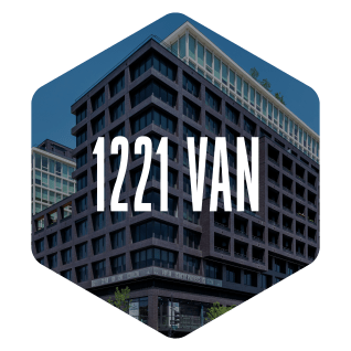 the logo or sign for the apartment building