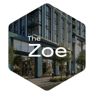 the zone logo over a picture of a building