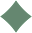A solid green diamond shape on a white background.