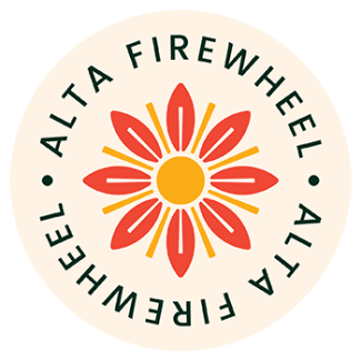 a yellow and red sun with the words at a fire wifi logo