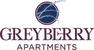 Blue, and purple Greyberry apartments logo.