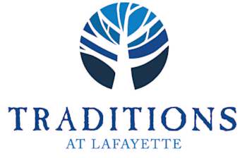 A logo with a tree and the words "Traditions at Lafayette" written below it.