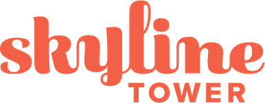 The image features the words "skyline" and "tower" in a stylized font.