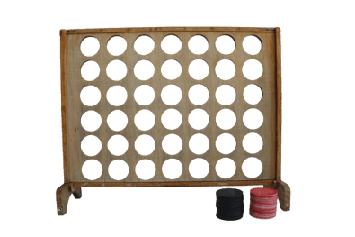 A wooden rack with circular holes and three round objects in front of it.