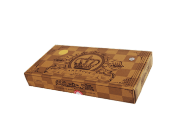 A wooden box with a checkered pattern and a lock on the front.