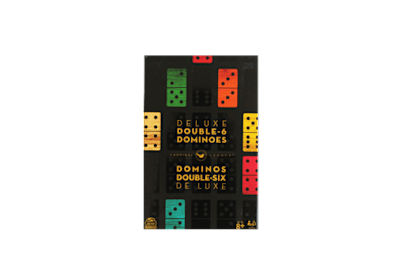 A game board for Dominoes with a black background.