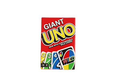 A red box of Giant Uno with a black background.