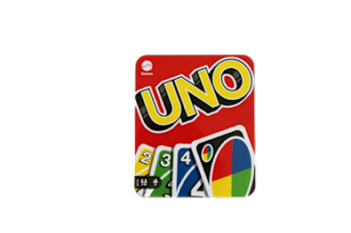 A UNO card with the number 4 on it.