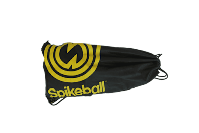 A black and yellow Spikeball cover with a logo on it.