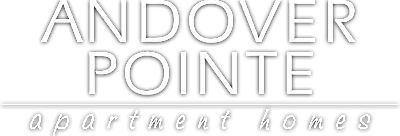 A black and white image of a company logo for Andover Pointe Apartment Homes.