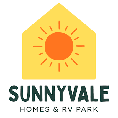 The image is a logo for Sunnyvale Homes & RV Park.