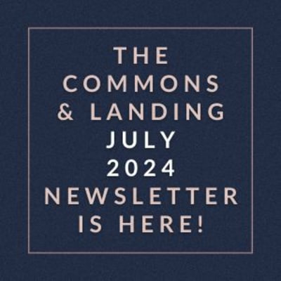 a white box with the words common and landing july 2024 is here