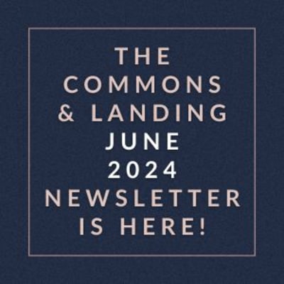 a white box with the words the common and landing june 2024 is here