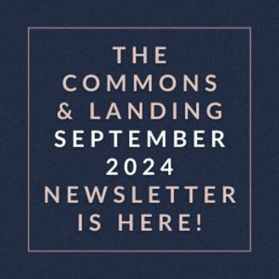 a white box with the words the common and landing september 2024 is here