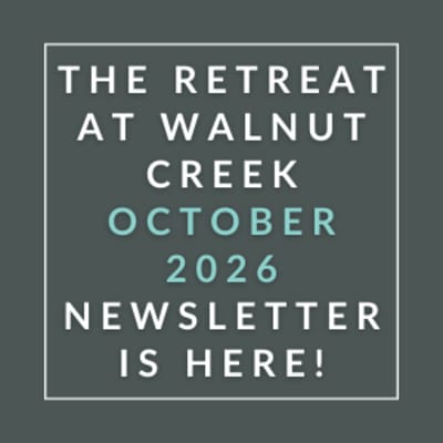 The image announces the release of the Walnut Creek Retreat October 2026 newsletter.