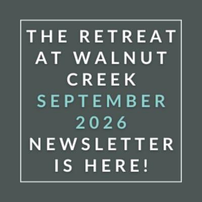 The image announces the release of the Walnut Creek Retreat September 2026 newsletter.