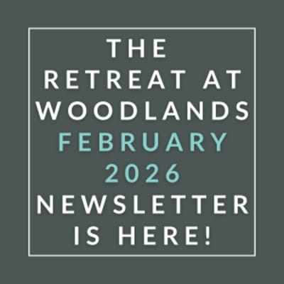 The image announces the availability of the Retreat at Woodlands January 2026 Newsletter.