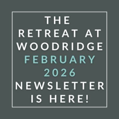 The image is an advertisement for the Retreat at Woodridge January 2026 Newsletter.