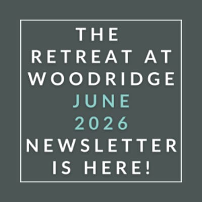 The image is an advertisement for the Retreat at Woodridge June 2026 newsletter.