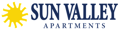 the logo for sun valley apartments with the word