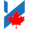 A red maple leaf is in the center of a blue and white graphic.
