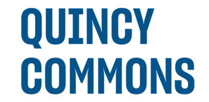 The image features the words "QUINCY COMMONS" in blue.