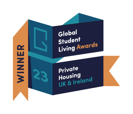 a graphic of three boxes of awards for global student living awards