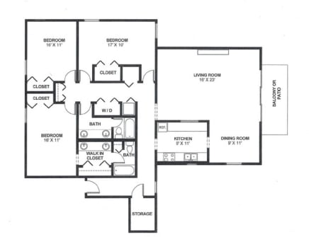 a stylized floor plan with a kitchen and a living room