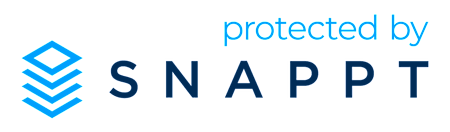 A graphic with the text "protected by SNAPPT" in front of a blue cube design.