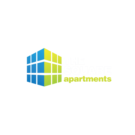 a geometric cube logo for a sqaure apartments company