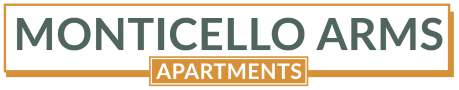a logo for montessori arms apartments with a white background and green and orange