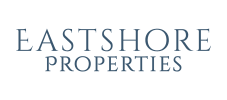 a green background with the words east shore properties on it