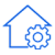 A blue square with a white border.