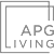 A black and white image with the words "APG LIVING" in the center.