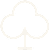 A white clover icon on a black background.