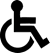 A black and white image of a wheelchair symbol.