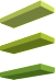 Three green shelves are displayed vertically.