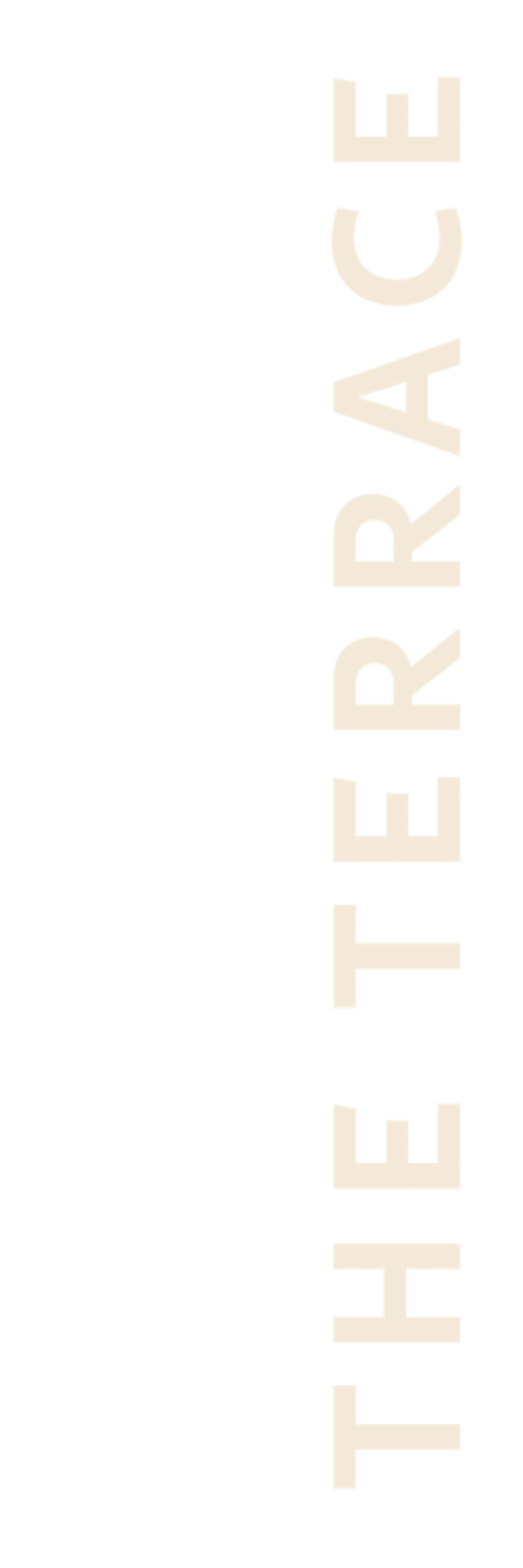 The word "THE TERACE" is displayed in large white letters on a black background.