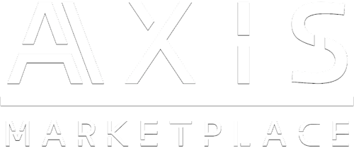 A black and white image of a logo for Axis Marketplace.