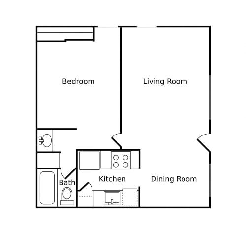 a floor plan of a one bedroom apartment