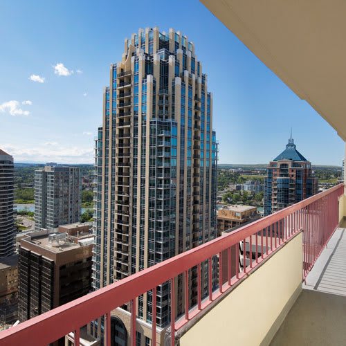 view of the city of Calgary from the balcony